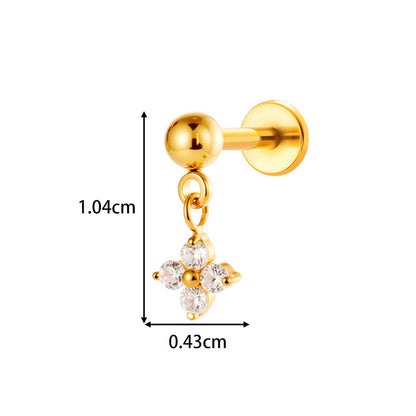 Implant Grade ASTM F136 Titanium Threadless Push Pin Sun Zircon Flat Back Stud | Geometric Helix Cartilage Tragus Lip Piercing Jewelry