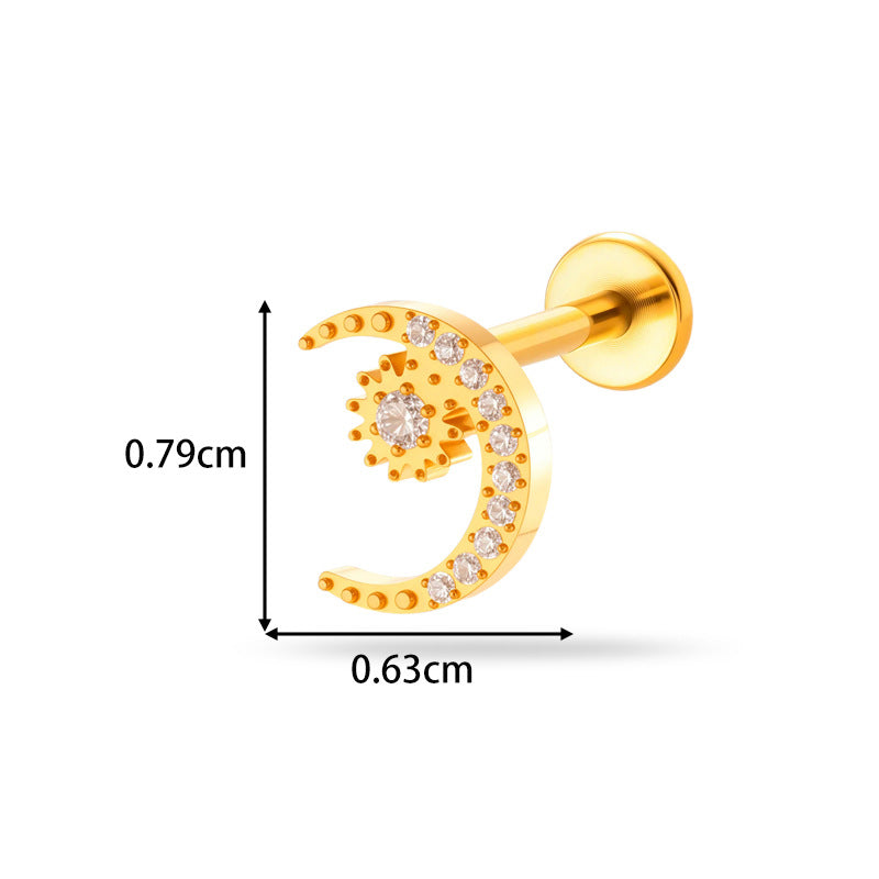 G23/F136 Titanium Zircon Piercing Studs | Internally Threaded Lip Labret & Cartilage Jewelry for Sensitive Skin