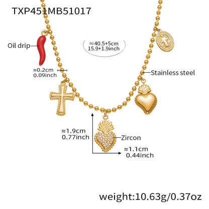 Stainless Steel Heart Jewelry Set – Zircon Heart Necklace, Earrings & Ring Set | Romantic Gift Set