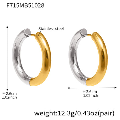 Statement Stainless Steel Hoop Earrings – Bold Geometric Circle Earrings, Modern Minimalist Jewelry for Women