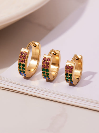 Colorful Zircon U-Shaped Hoop Earrings Set – Stainless Steel Hypoallergenic Minimalist Jewelry for Women | Trendy Fashion Earrings by WANTI Jewelry