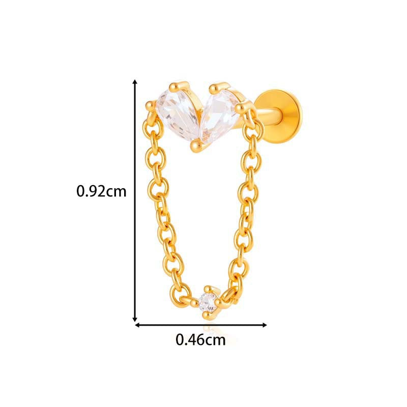 Titanium Internally Threaded  CZ Cartilage Stud – Hypoallergenic Piercing Jewelry