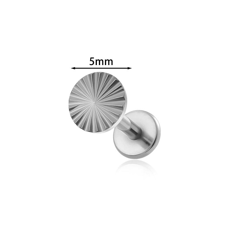 ASTM F136 Titanium Sun Threadless Labret Stud – Push Pin Flat Back Cartilage & Lip Piercing