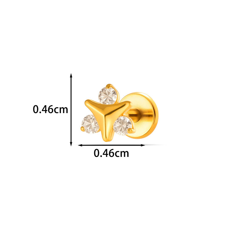 G23/F136 Titanium CZ Heart Flower Carousel Internal Thread Lip & Cartilage Stud | 10 Styles