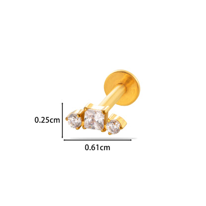 F136 Titanium Butterfly Star Moon Lip & Cartilage Stud with CZ | Internally Threaded