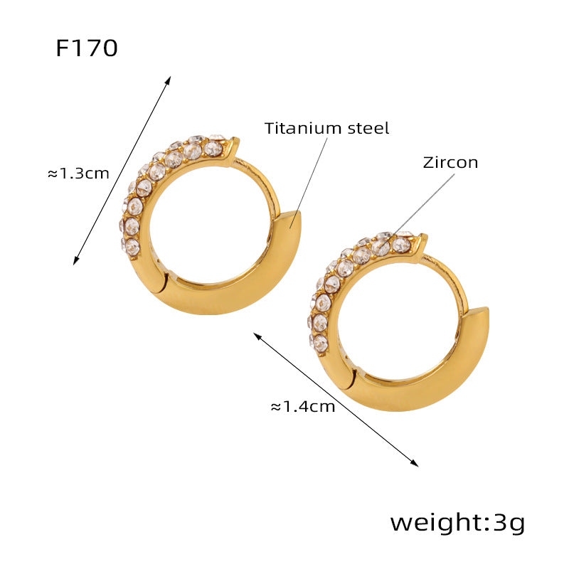Stainless Steel Zircon Hoop Earrings Set | Modern Minimalist Sparkling Fashion Jewelry