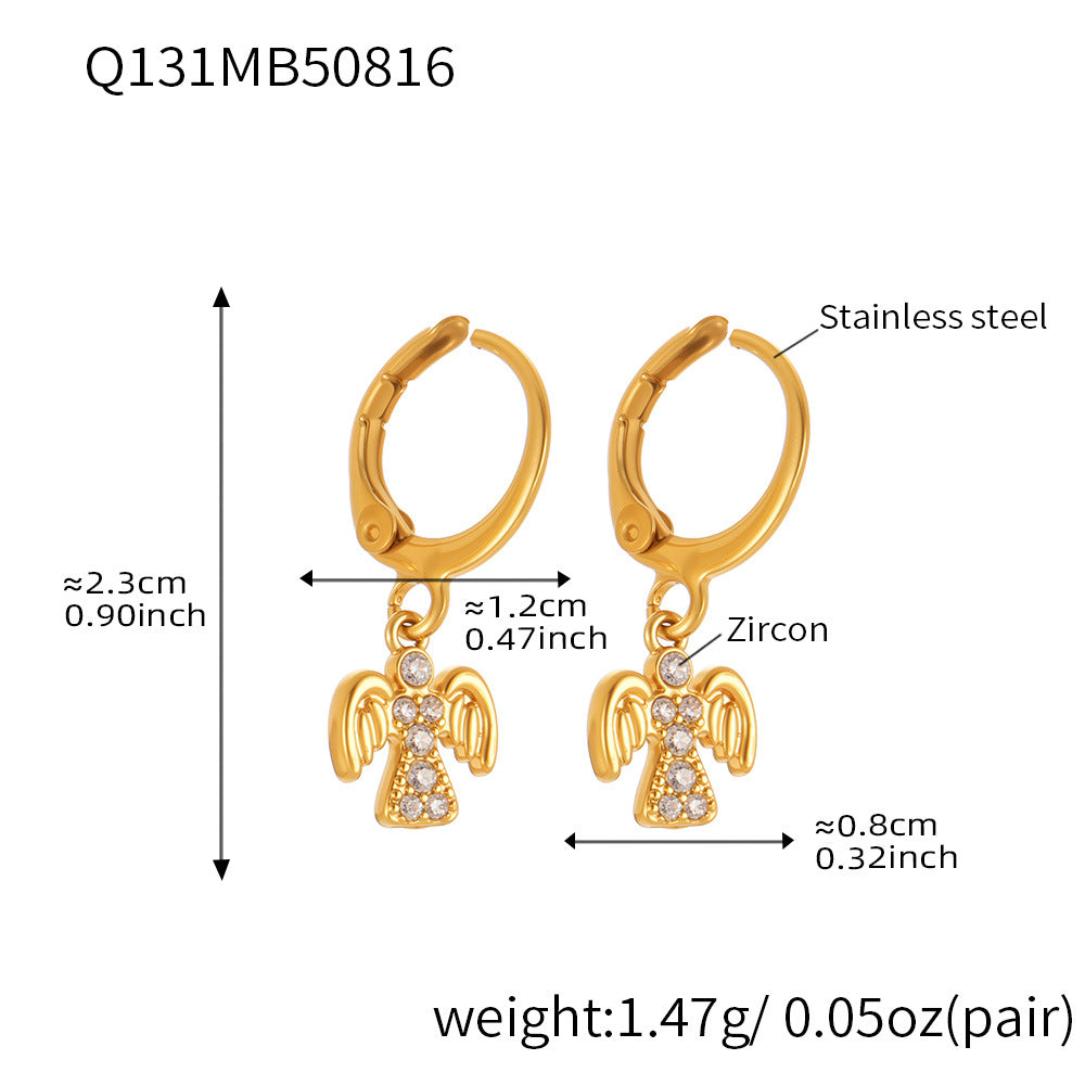 Stainless Steel Zircon Bird Pendant Layered Earrings Set | Trendy Dangle Hoop Earrings | Hypoallergenic Fashion Jewelry for Women