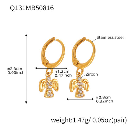 Stainless Steel Zircon Bird Pendant Layered Earrings Set | Trendy Dangle Hoop Earrings | Hypoallergenic Fashion Jewelry for Women