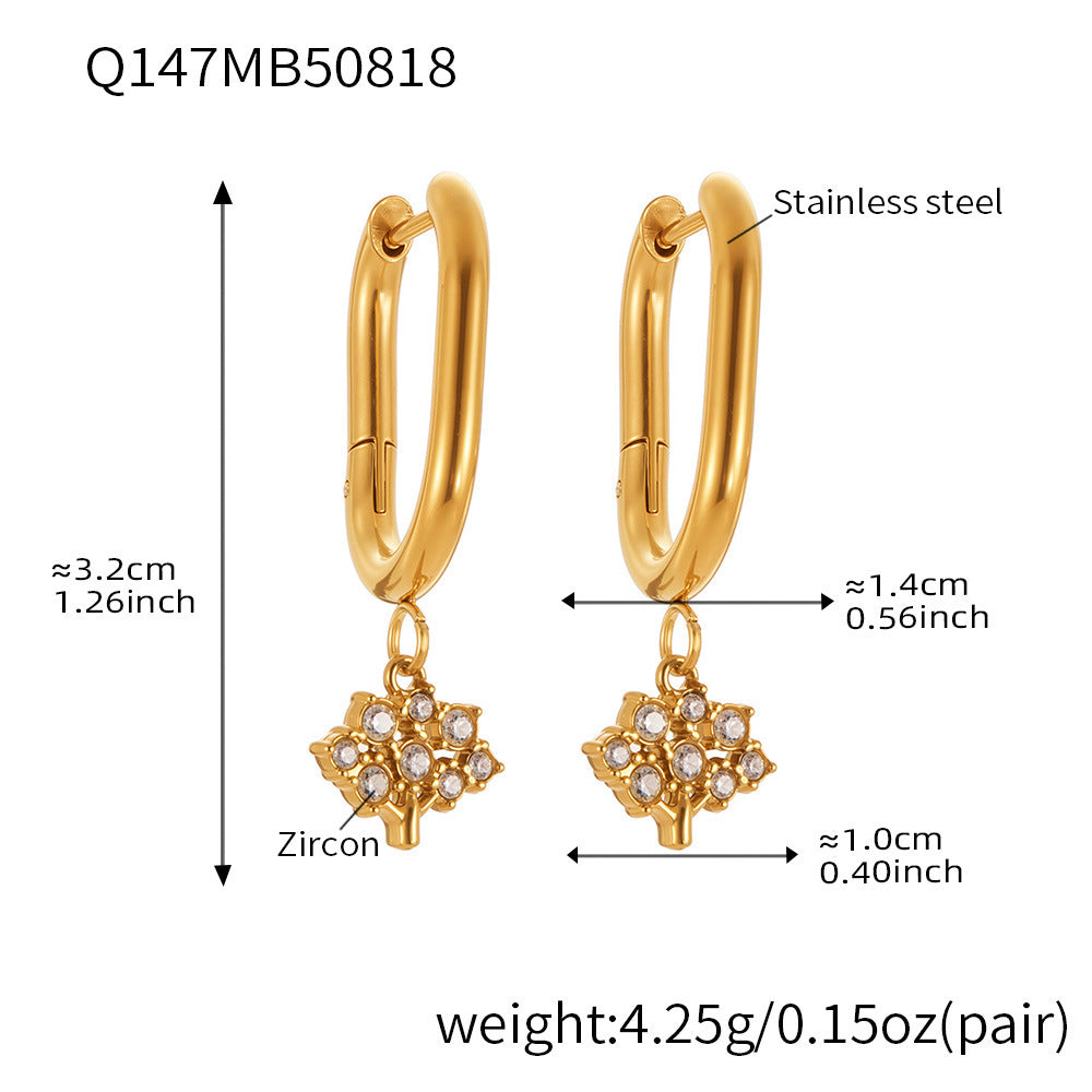 Stainless Steel Zircon Hoop Earrings Set – Creative Fashion Huggie Hoop Dangle Earrings | High-Quality Plated Jewelry