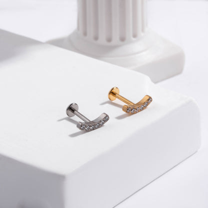 G23 Titanium Internal Thread Lip & Cartilage Studs – Zircon Flower, Cross, Opal Designs | Gold & Silver Piercing Jewelry