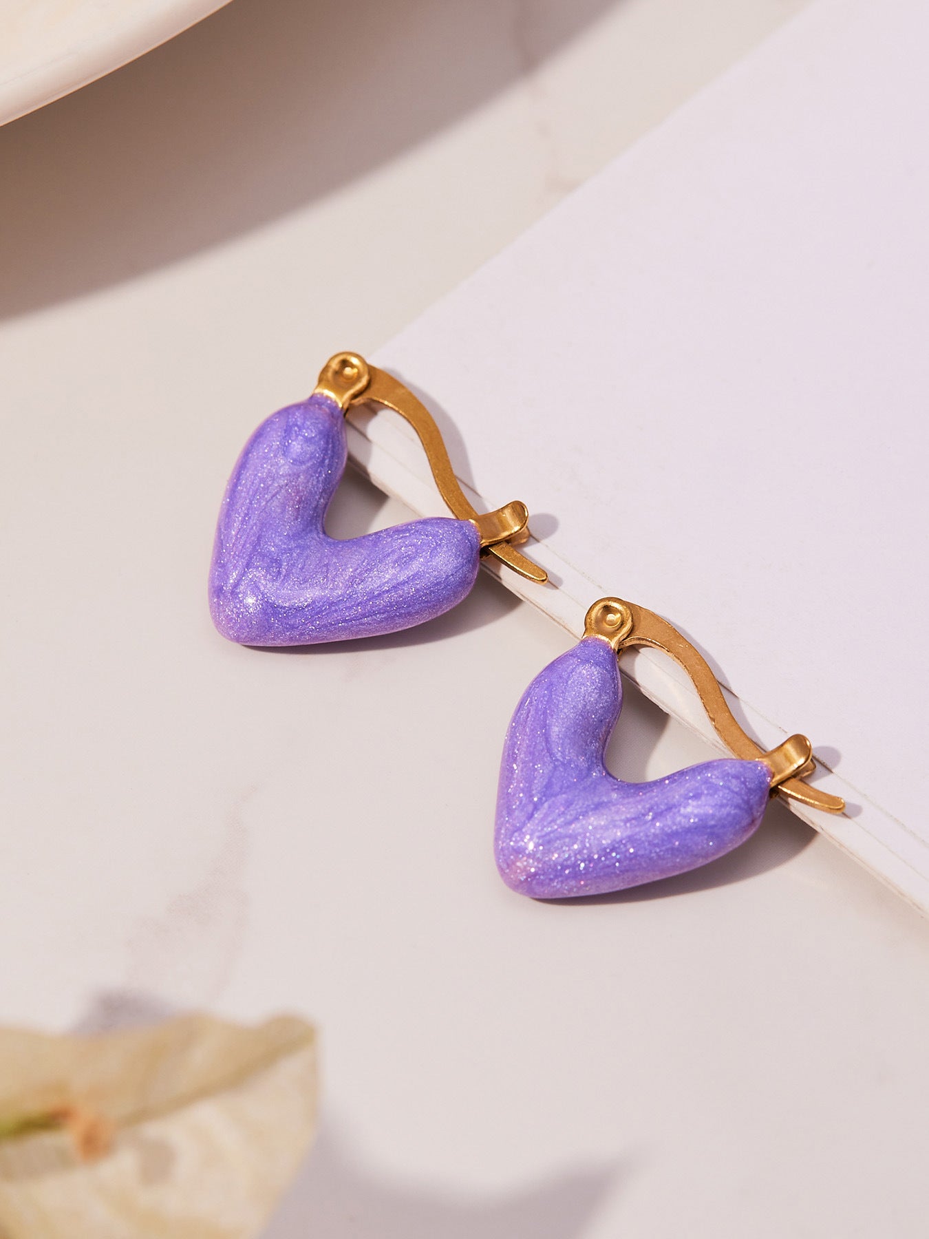 Stainless Steel Heart Enamel Drop Earrings – Colorful High-End Fashion Jewelry for Women