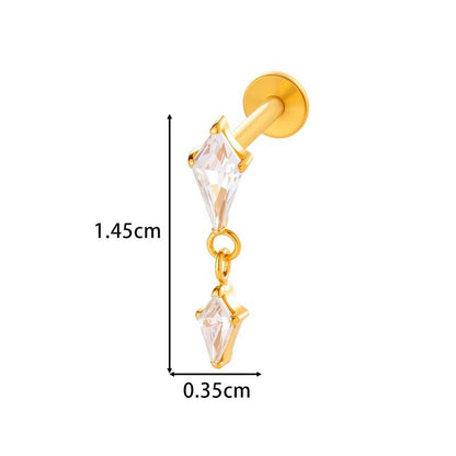 F136 Titanium Internally Threaded Dangling CZ Cartilage Stud – Hypoallergenic Piercing Jewelry