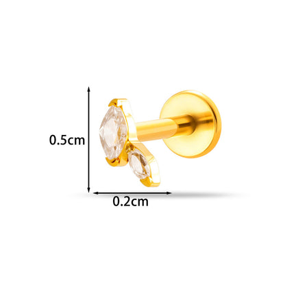 Implant Grade G23 ASTM F136 Titanium Micro CZ Flat Back Cartilage Stud | Internal Thread 16G Helix Tragus Earring
