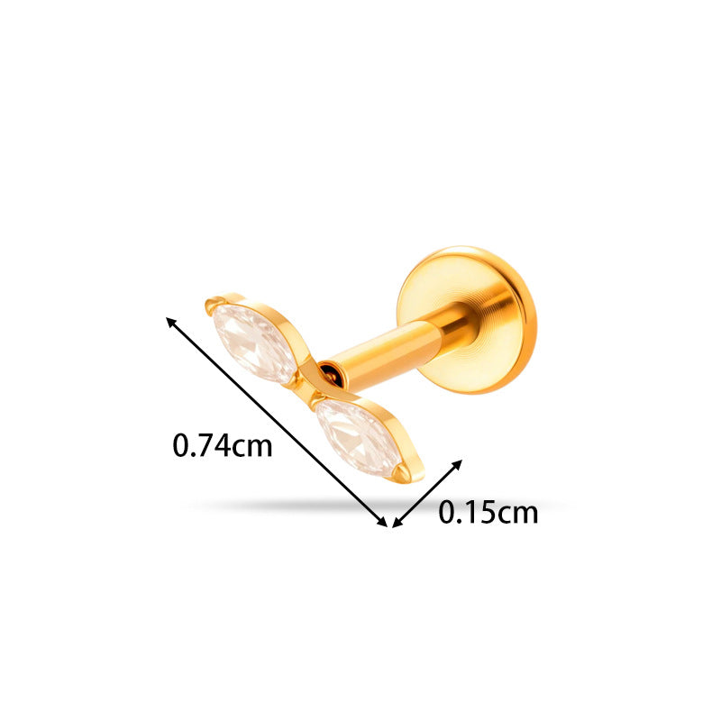 G23/F136 Titanium CZ Labret Studs | Internally Threaded Flat Back Lip & Cartilage Piercing Jewelry