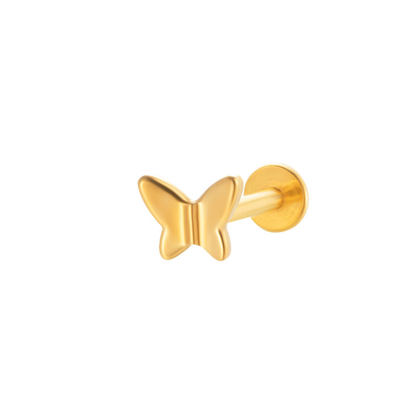 Sleek Titanium Cartilage Piercing Stud with Zircon Accent – Hypoallergenic