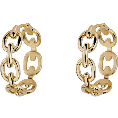 14K Solid Gold Hollow Square Chain Earrings – Minimalist & Lightweight (Pair)