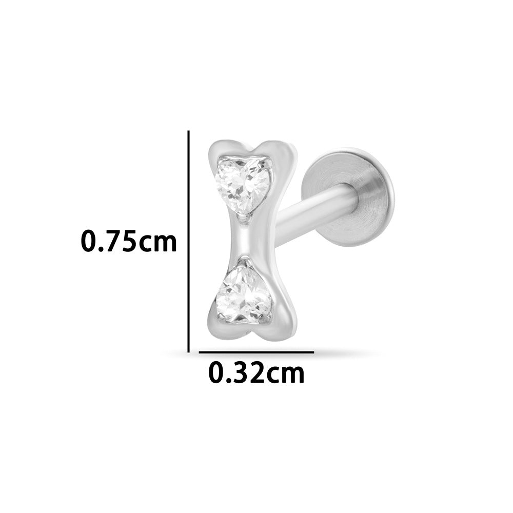 F136 Titanium Internally Threaded Cartilage Stud – Heart, Butterfly, Rocket, Bone, Smiley Face Designs | Hypoallergenic Piercing Jewelry