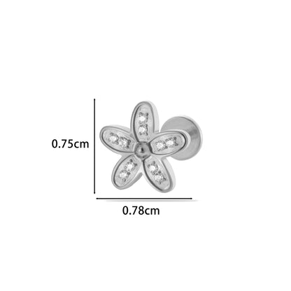 F136 Titanium Internally Threaded Zircon Labret Stud | High-End Flat Back Cartilage Piercing Jewelry