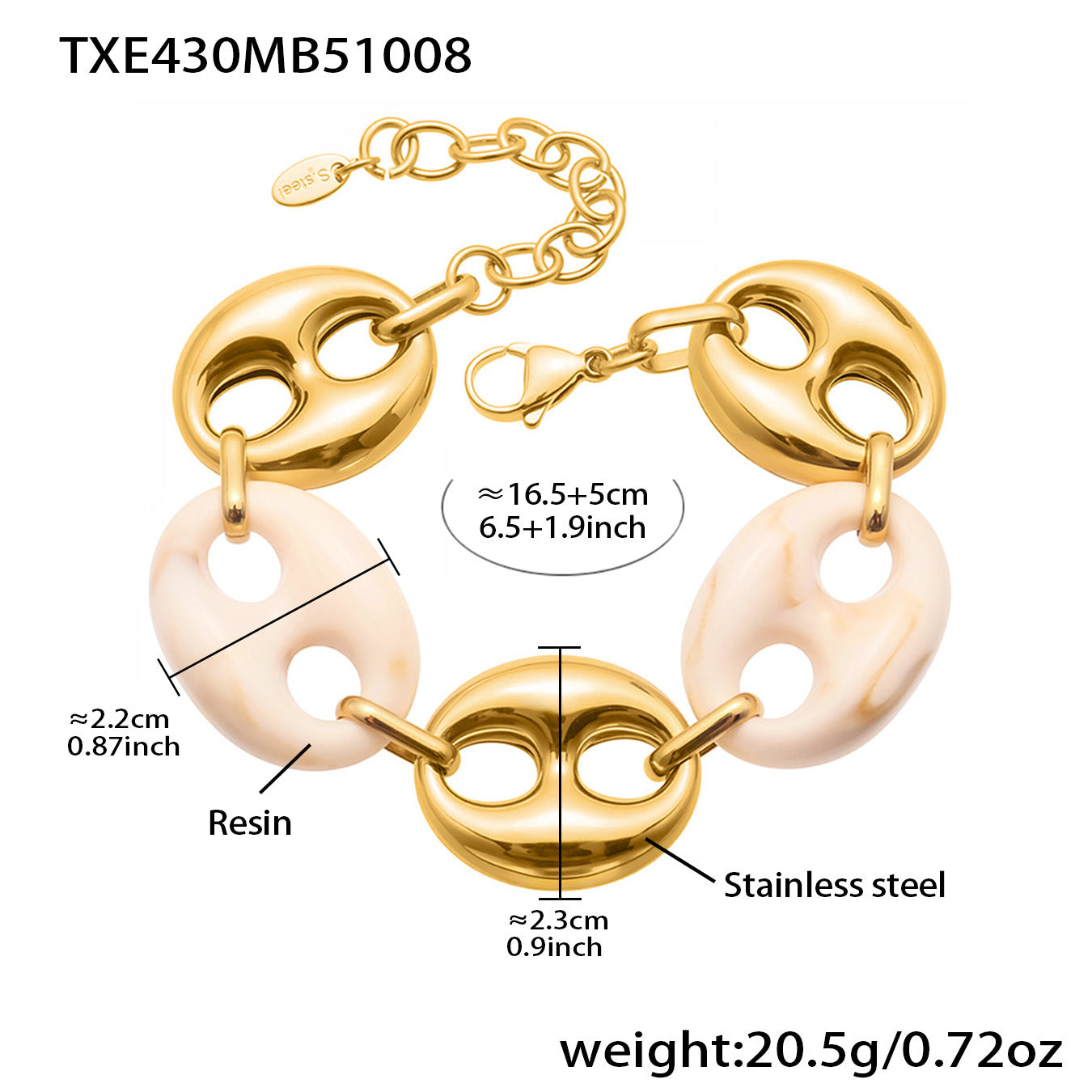 Colorful Resin Pig Nose Pendant Jewelry Set – Stainless Steel Necklace, Bracelet & Earrings | Trendy Chunky Chain Fashion Accessories