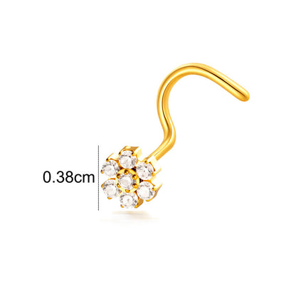 Implant Grade ASTM F136 Titanium Star Lightning Nose Stud S-Bend CZ Nose Stud Nostril Piercing Jewelry Hypoallergenic