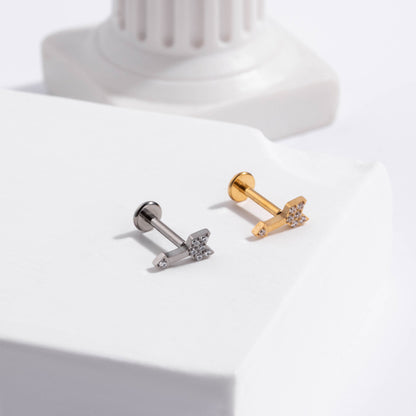 G23 Titanium Push Pin Labret Stud Hollow Flower Paw Design | Hypoallergenic Flat Back Cartilage Piercing Jewelry