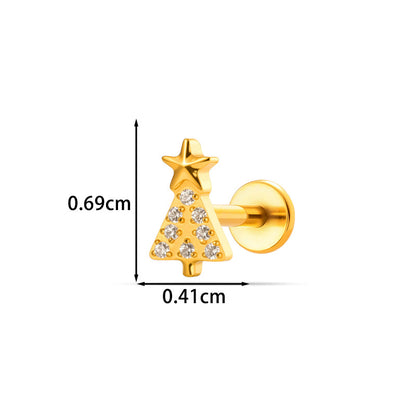 G23/F136 Titanium Micro CZ Internal Thread Piercing Jewelry – Christmas Tree, Rose, Comb & Bunny | 10 Styles