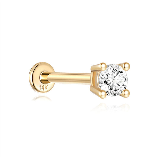 14K Gold Square Zircon Stud Earrings – Minimalist, Hypoallergenic & Modern Shine