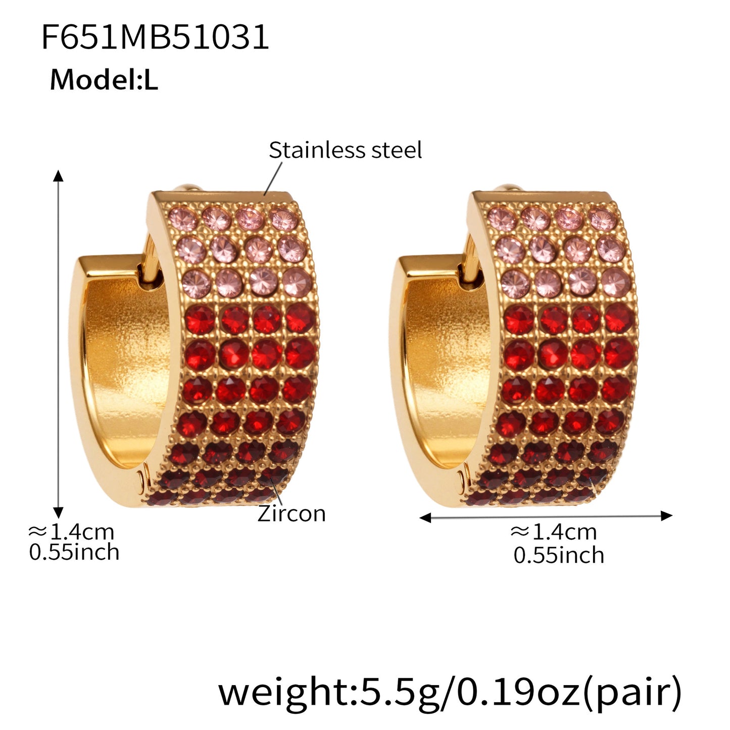Stainless Steel Colorful Zircon Round Hoop Earrings Set – Modern Minimalist Retro Luxury Hoops
