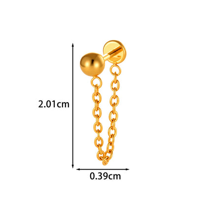 Implant Grade G23 ASTM F136 Titanium Geometric Tassel Chain Ear Stud | Push Pin Flat Back 16G Cartilage Jewelry