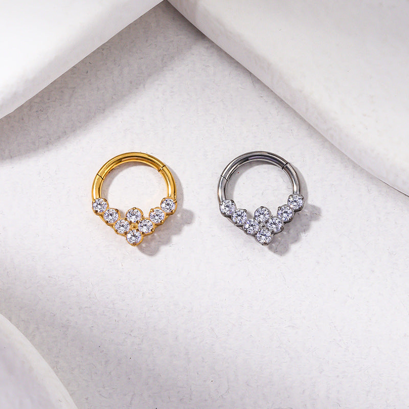 G23/F136 Titanium Zircon Piercing Hoop | 16G x 8mm, Hypoallergenic Closed Hoop for Nose & Ear Cartilage