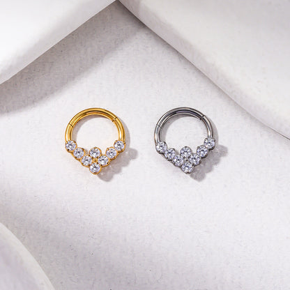 G23/F136 Titanium Zircon Piercing Hoop | 16G x 8mm, Hypoallergenic Closed Hoop for Nose & Ear Cartilage