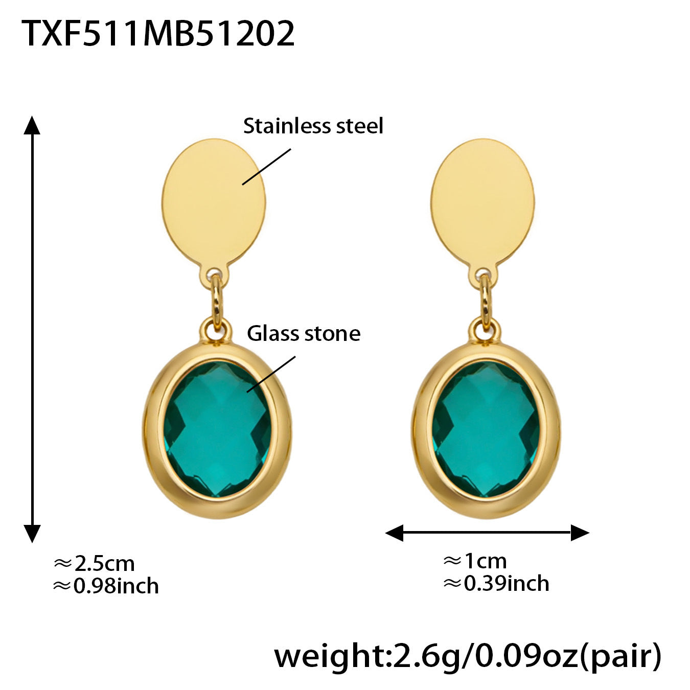 Candy Color Oval Glass Stone Necklace, Bracelet & Earrings Set – Stainless Steel | Fashion Jewelry | Colorful Minimalist Accessories