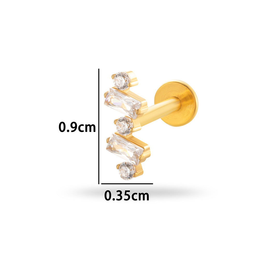 F136 Titanium Internally Threaded Zirconia Teardrop Cartilage Stud – Hypoallergenic Ear Piercing Jewelry
