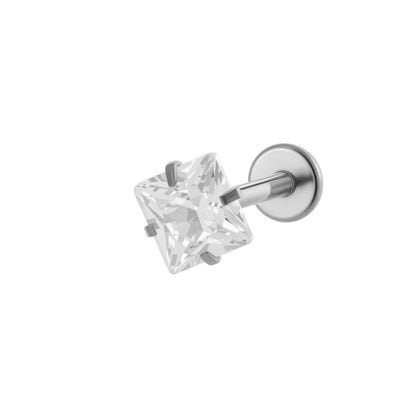 ASTM F136 Titanium 3MM CZ Internally Threaded Labret Stud – Heart, Star, Triangle, Square & Round Cartilage & Lip Piercing Jewelry