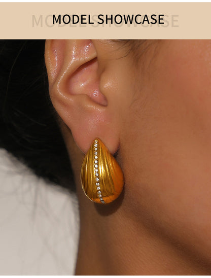 Waterdrop Glass Stone Stainless Steel Stud Earrings – Modern Elegant Hypoallergenic Fashion Earrings