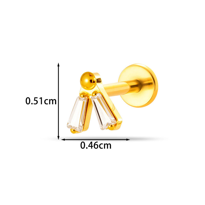 Implant Grade G23 ASTM F136 Titanium CZ Labret Stud | Internal Thread 16G Flat Back Lip & Cartilage Earring