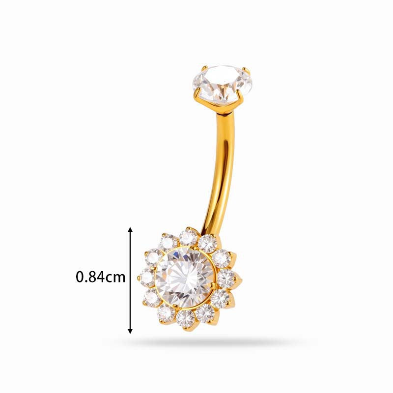 G23/F136 Titanium Flower CZ Internally Threaded Belly Button Ring – Stylish Navel Piercing Jewelry