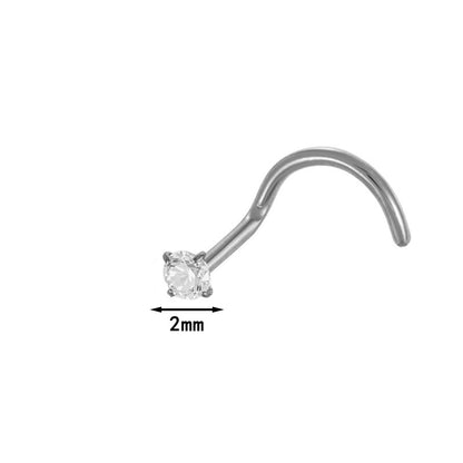 G23 Titanium Nose Stud with Zircon | F136 S-Bar Internally Threaded Nose Piercing Jewelry