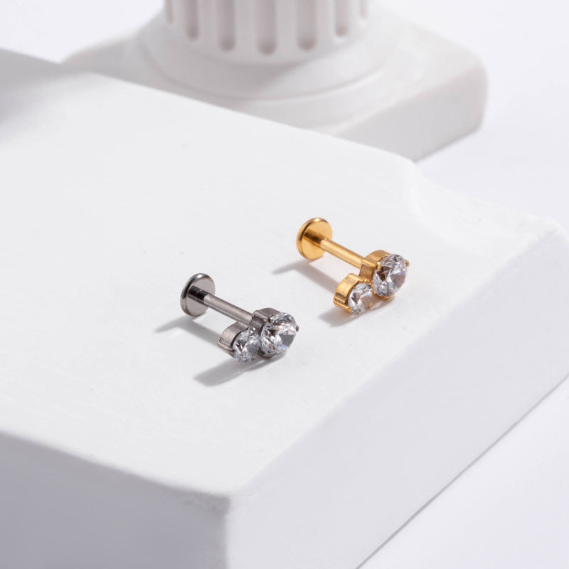 G23/F136 Titanium Crown Internal-Thread Labret & Cartilage Stud — 8 Designs | Gold & Silver