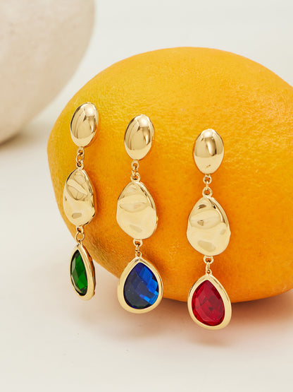 Sparkling Irregular Oval Glass Drop Earrings – Long Statement Waterdrop Jewelry for Women
