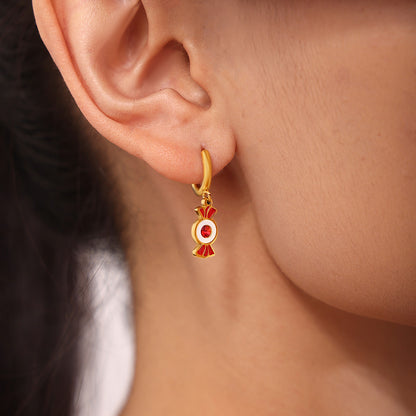 Gold Stainless Steel Christmas Candy Apple Multi-Layer Necklace, Bracelet & Asymmetric Earrings – Holiday Jewelry Gift Set