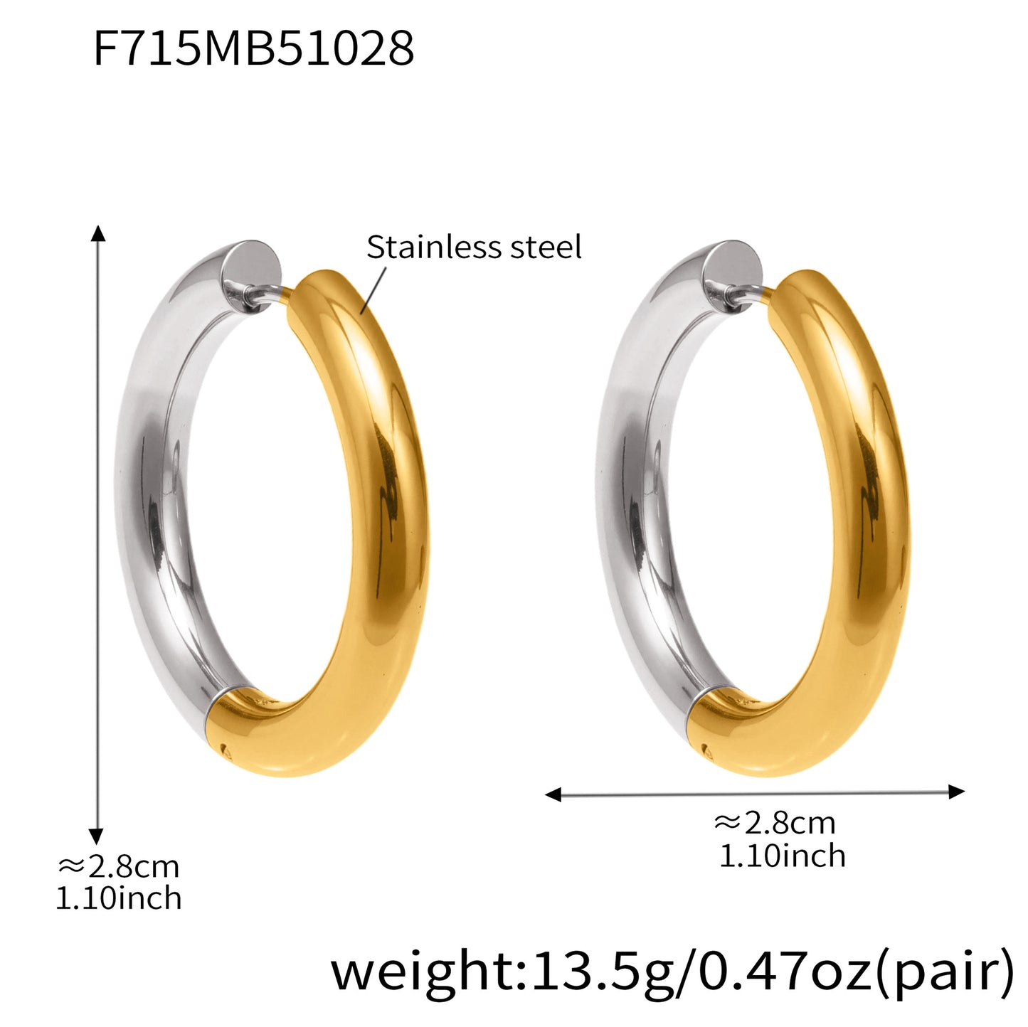 Statement Stainless Steel Hoop Earrings – Bold Geometric Circle Earrings, Modern Minimalist Jewelry for Women