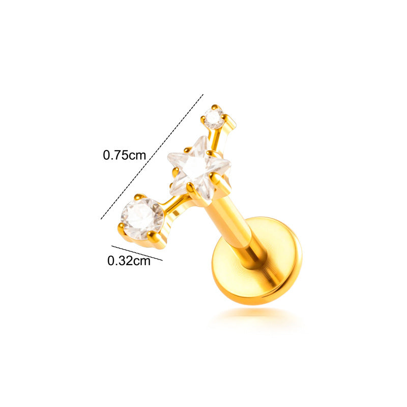 Implant Grade ASTM F136 Titanium Flat Back Stud Earrings Micro Paved CZ Cartilage Helix Tragus Piercing Jewelry Internally Threaded Labret Stud