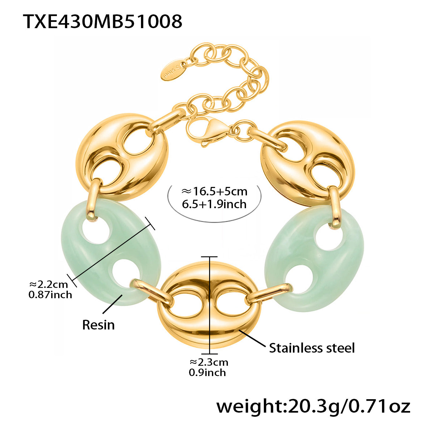 Colorful Resin Pig Nose Pendant Jewelry Set – Stainless Steel Necklace, Bracelet & Earrings | Trendy Chunky Chain Fashion Accessories