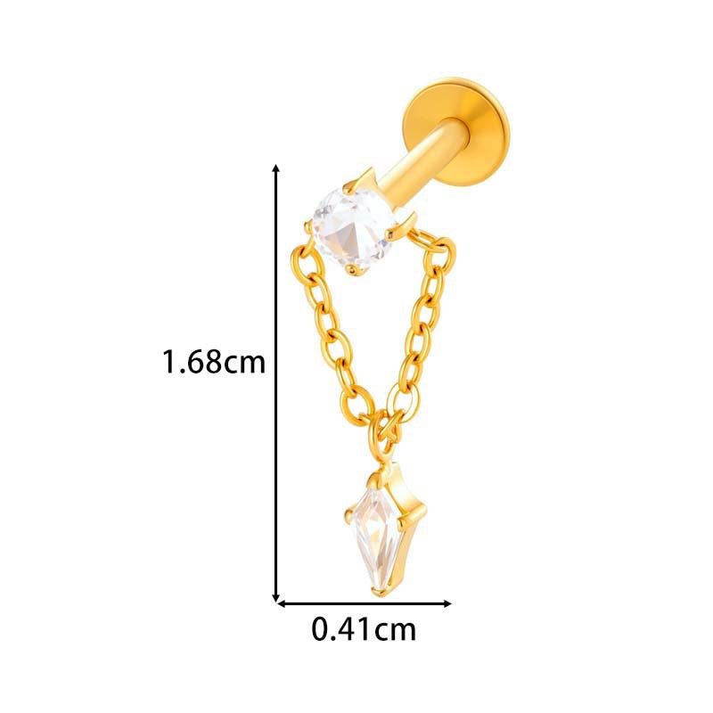 F136 Titanium Internally Threaded Dangling CZ Cartilage Stud – Hypoallergenic Piercing Jewelry