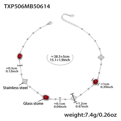 Stainless Steel Oval Gemstone Jewelry Series – Long Pendant Necklace · Bracelet · Drop Earrings | WANTI Jewelry