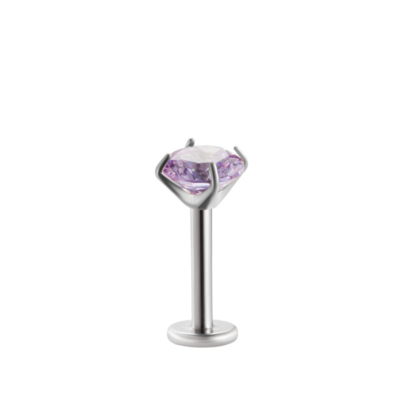 Minimalist Titanium Cartilage Barbell with Zircon – Hypoallergenic Piercing Jewelry