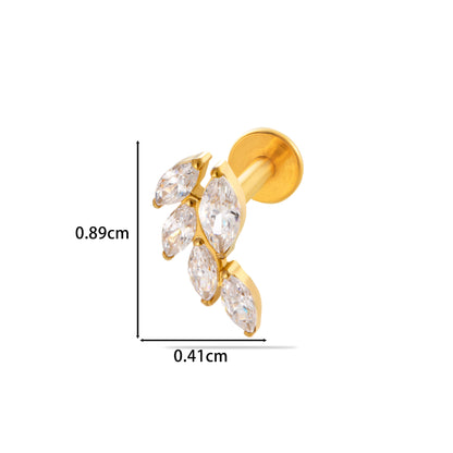 F136 Titanium Internally Threaded CZ Ear Stud – Music Note, Fan, Moon & Cluster Designs | Lip Labret Cartilage Piercing Jewelry