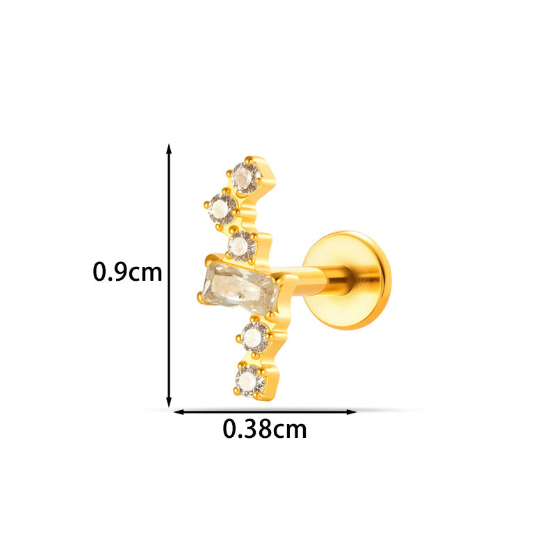 G23 F136 Titanium Geometric Flat Back Labret Stud – Internal Thread Cartilage & Lip Piercing