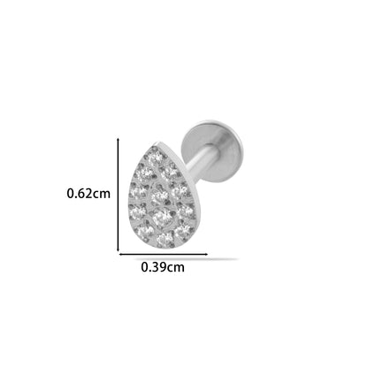 F136 Titanium Zircon Labret Studs | Internally Threaded Cartilage Piercing Jewelry in Gold & Silver